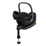 Black baby car seat base with base on a white background