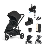 Black Luxe Oscar Nu bundle with Carry Cot 3, car seats, and other pram's components from Edwards & Co