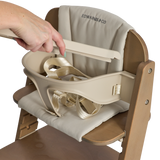 Frankie Highchair Walnut remove saddle on a white background