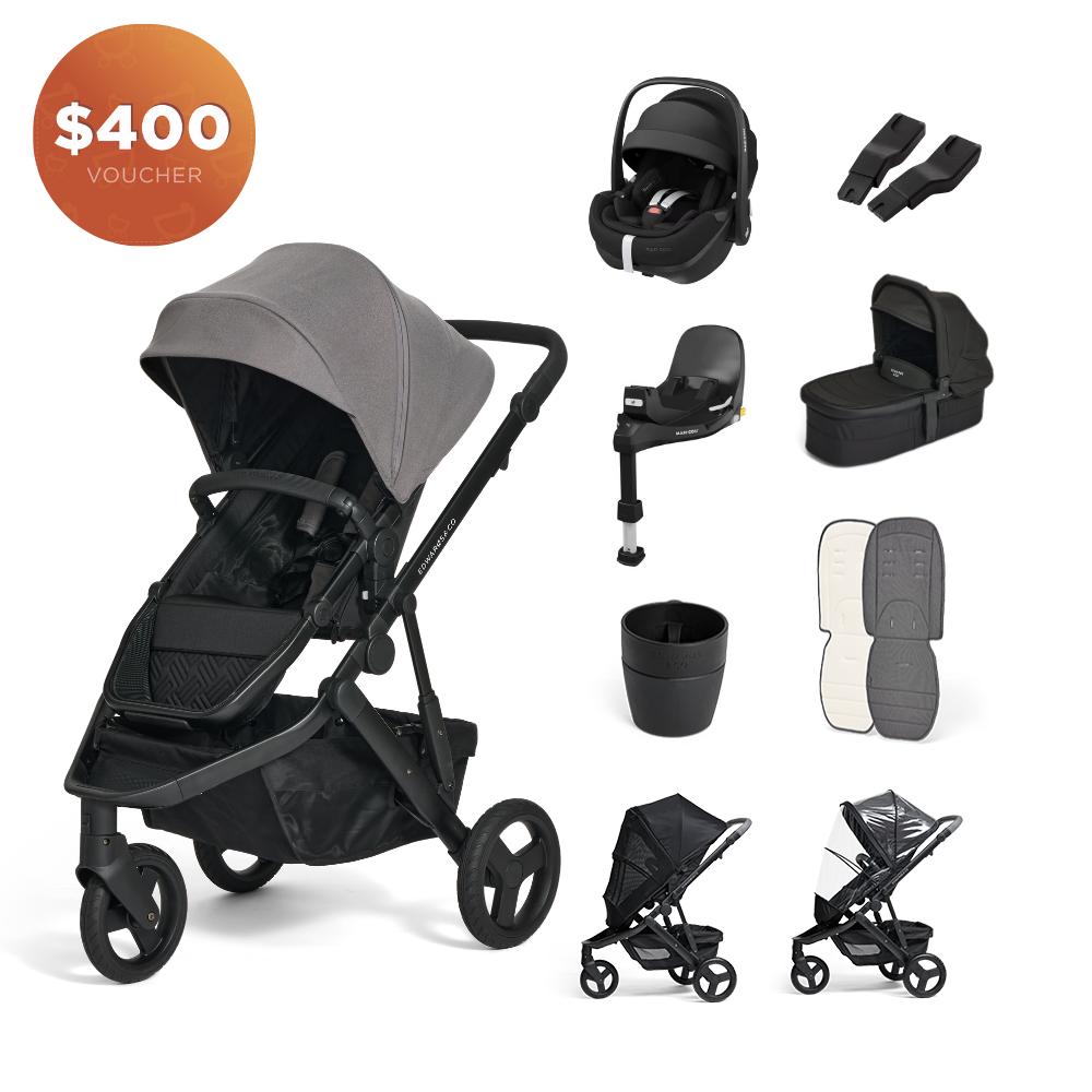 Oscar Nu Essentials Maxi Cosi bundle on a white background with $400 voucher