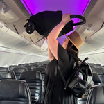 Lucci travel pram inside an airplane in NZ
