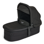 Black baby carry cot with 'Edwards & Co' branding on a white background