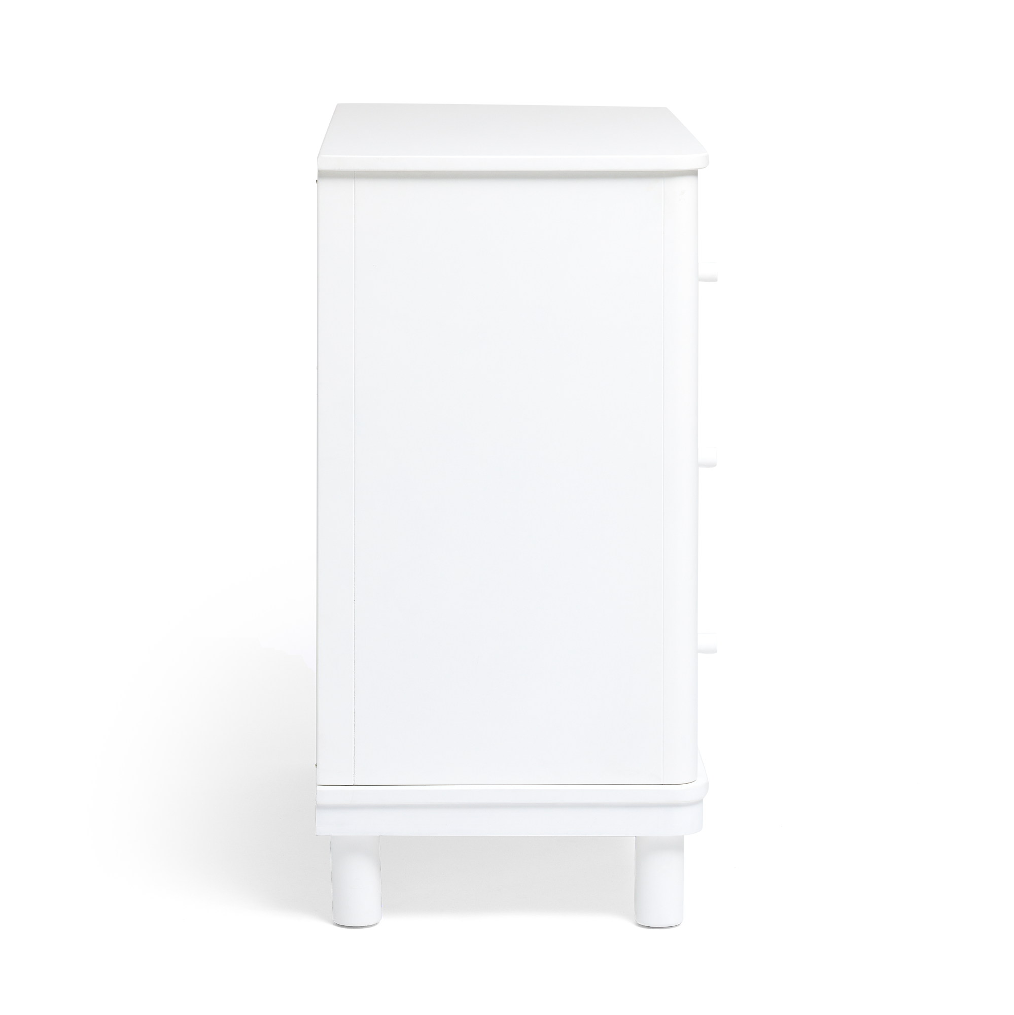 Florence Dresser with white legs on a side view