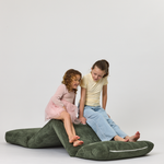 Rylee Recliner in Green with girls on a white background