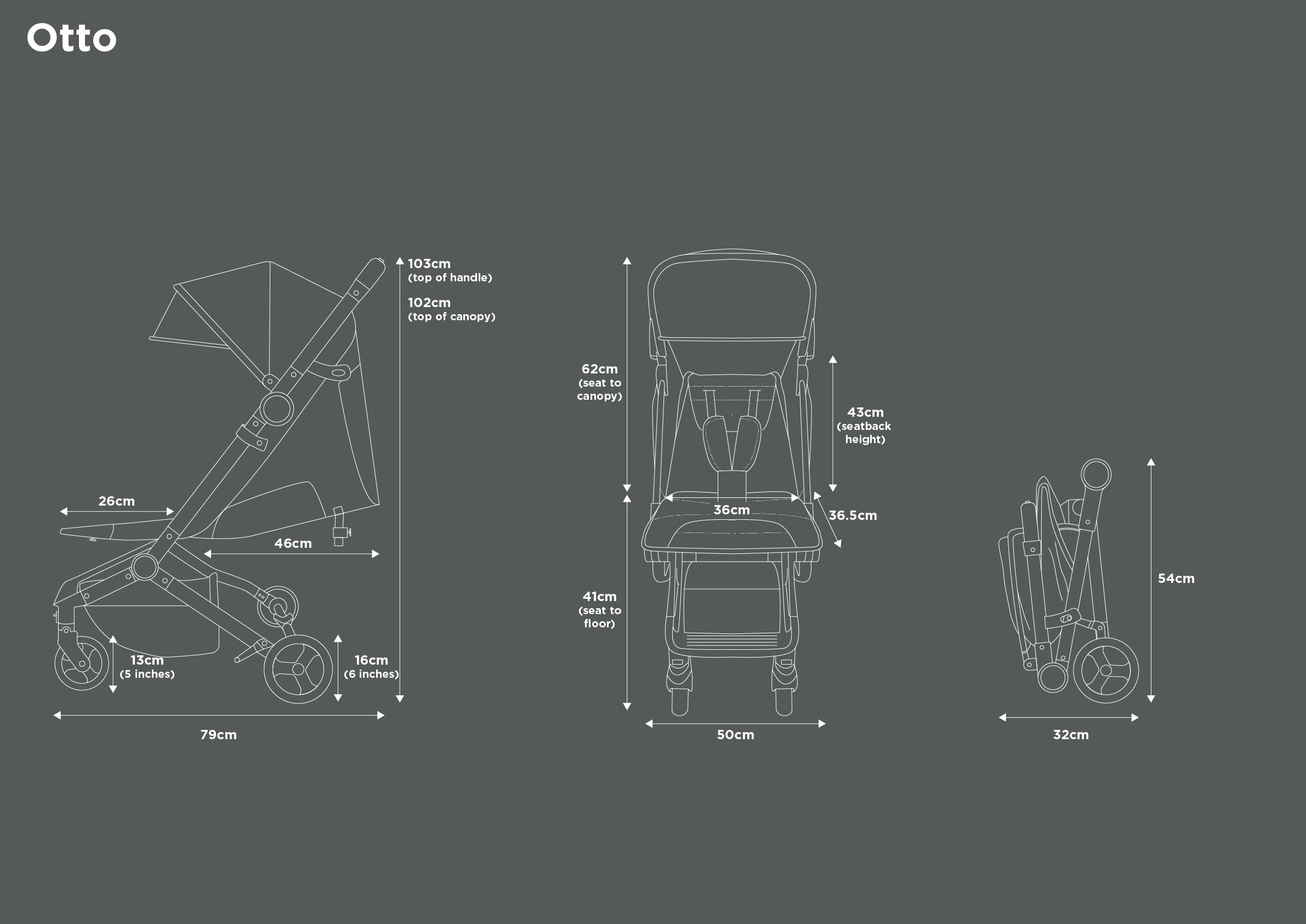 Otto pram folded dimensions and size.