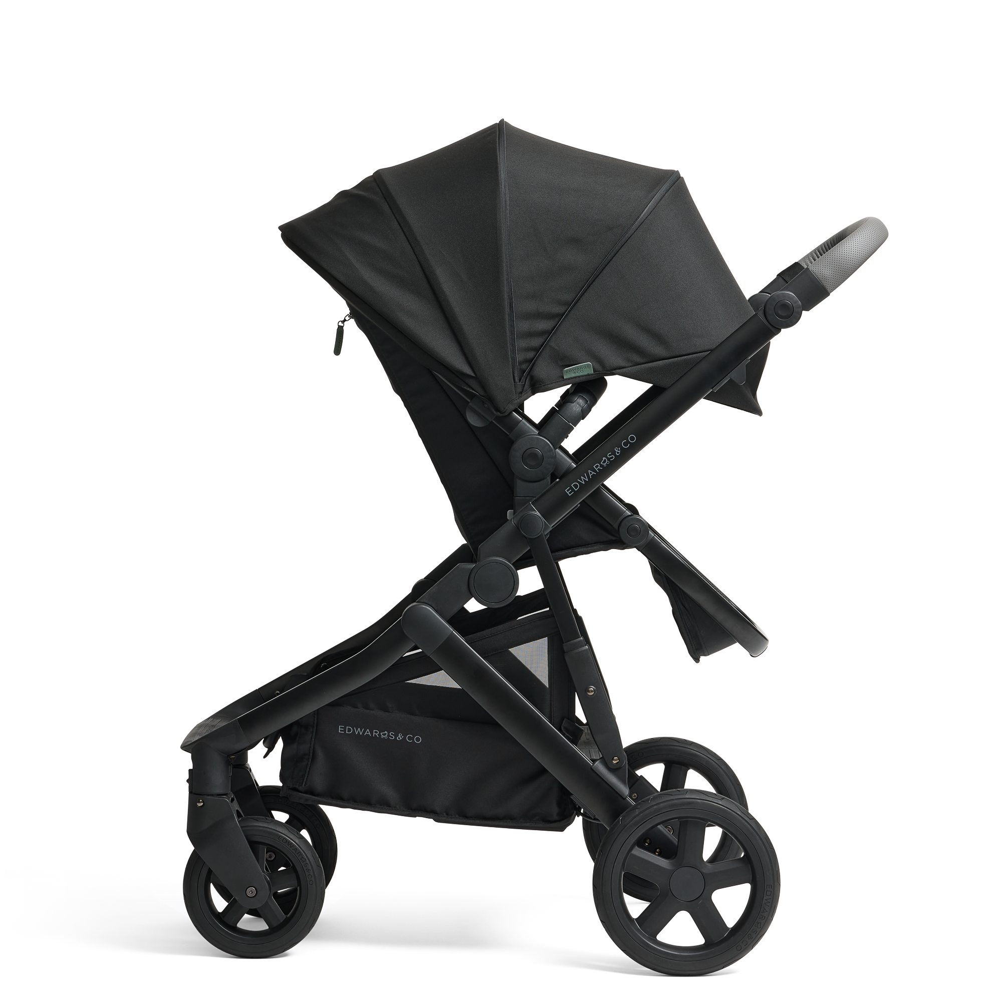 Olive pram in parent facing mode in Black Luxe colour