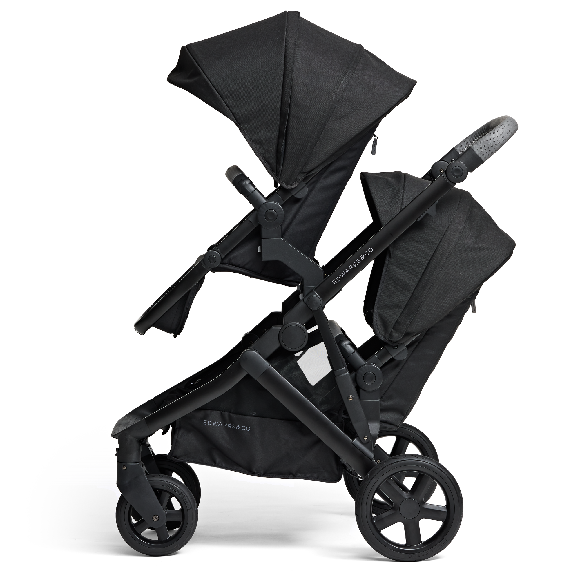 Olive double pram - black luxe colour