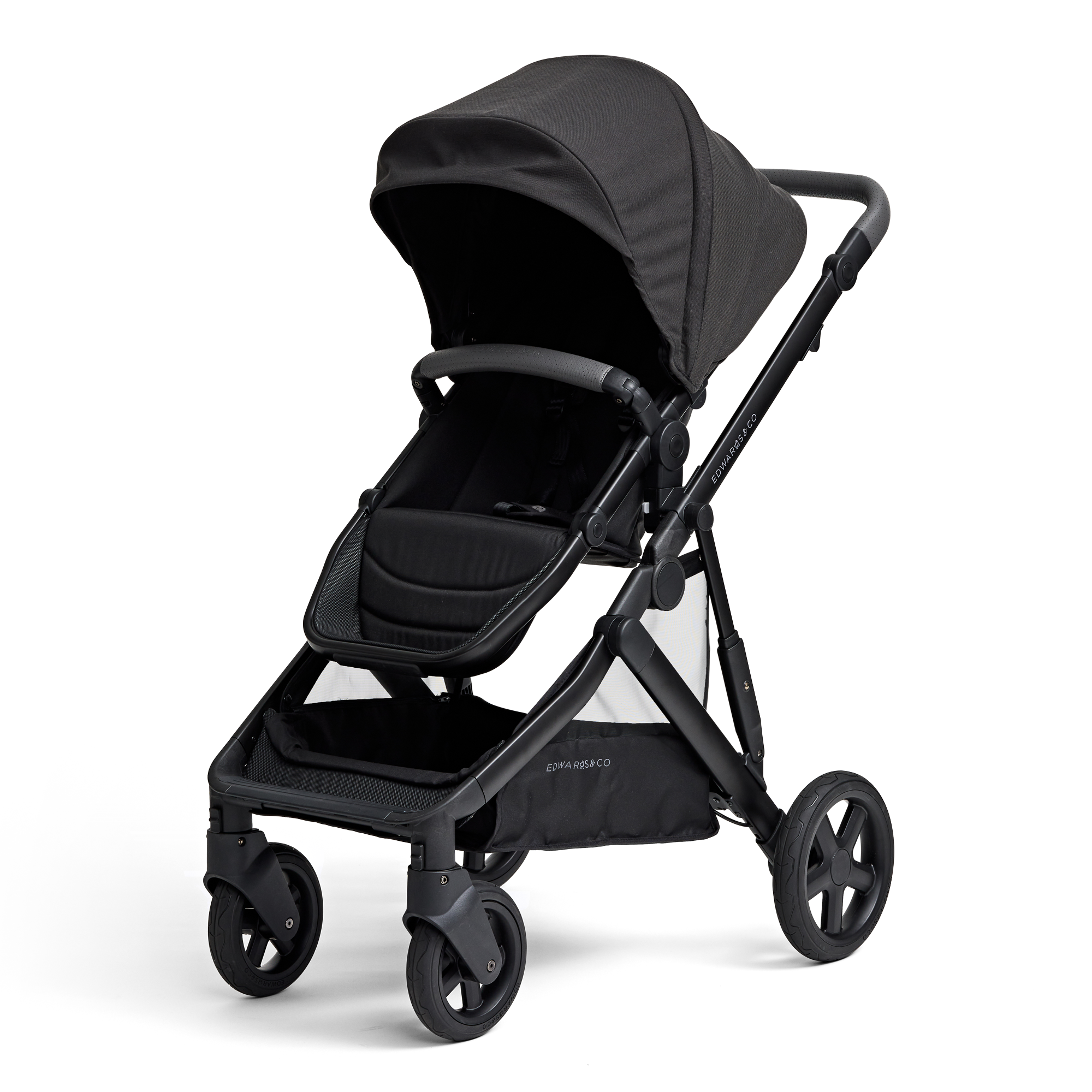 Olive pram Black Luxe colour on a side view