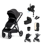 Black Olive stroller set with car seat, cup holder, and footmuff on a white background