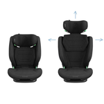 Maxi-Cosi Rodifix Pro2 i-Sizes Black  with adjustable headrest and seatback on a white background