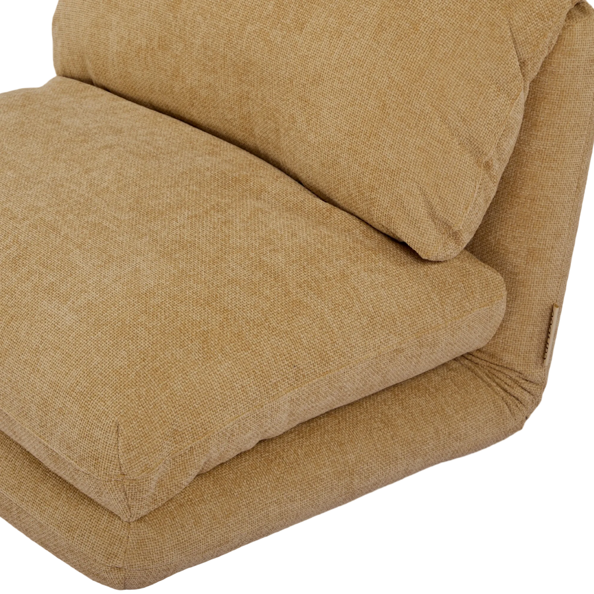 Close-up of Rylee Recliner Honey with folds on a white background
