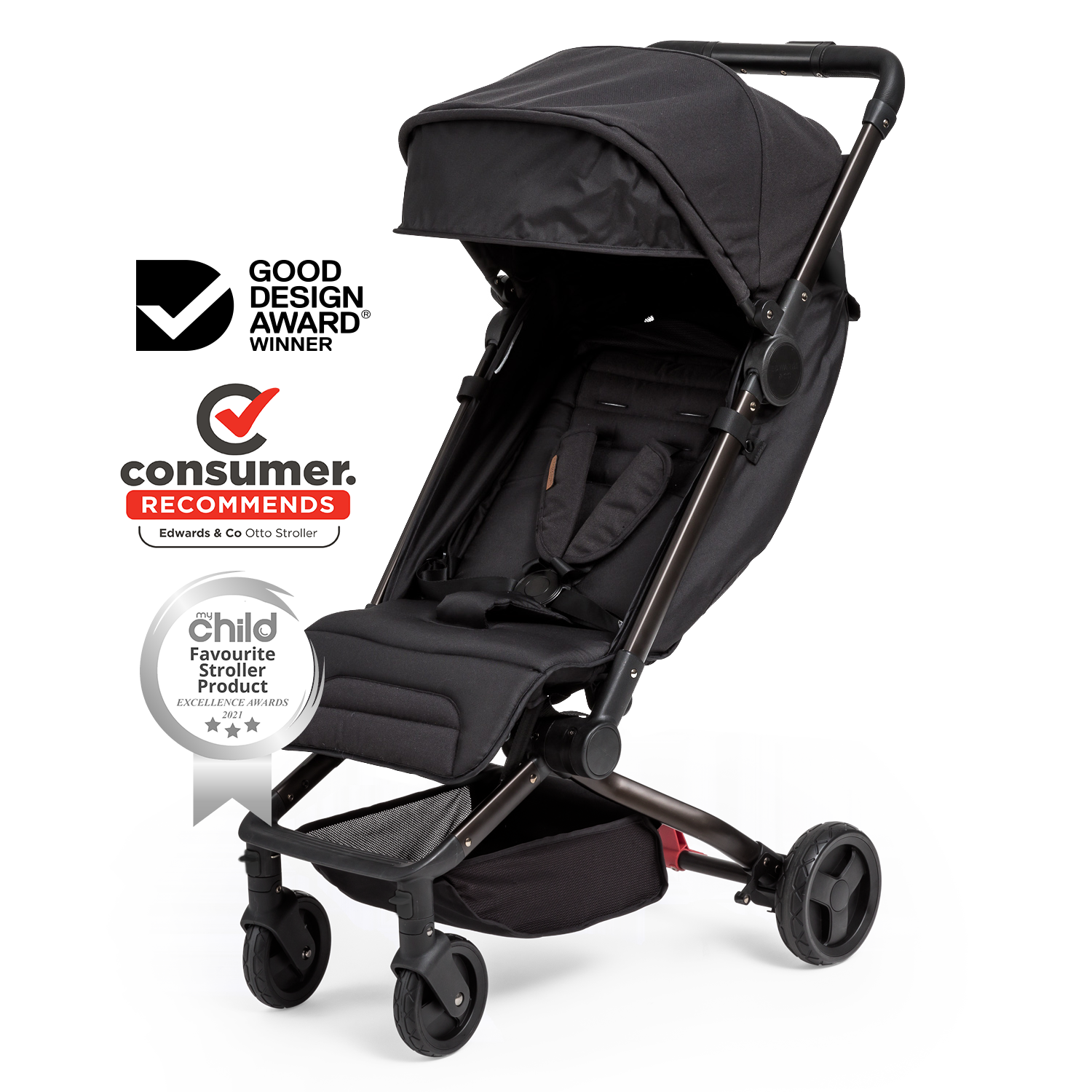 Otto Travel Pram in Black is recommended by Consumer Magazine